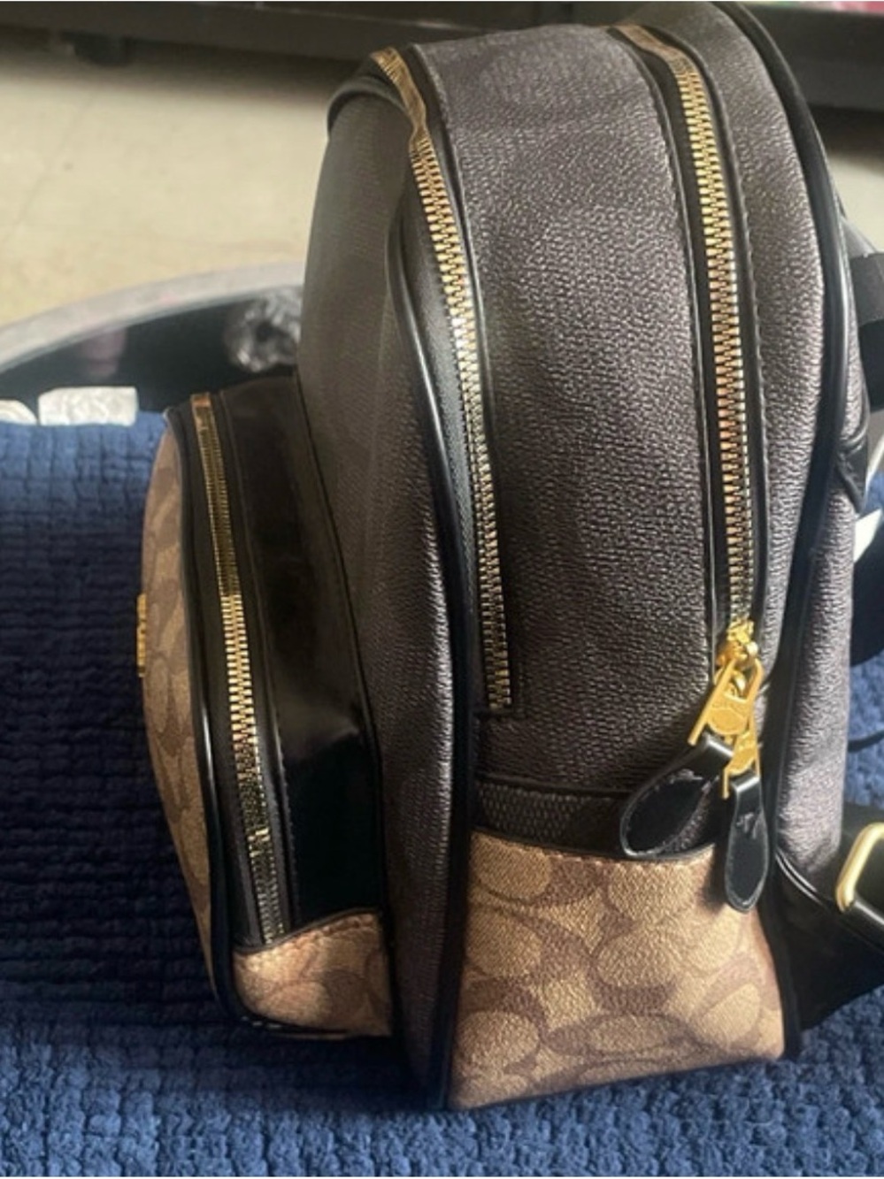 Coach Brown Signature Mini Backpack with Black Trim and Gold Hardware - Picture 4 of 9